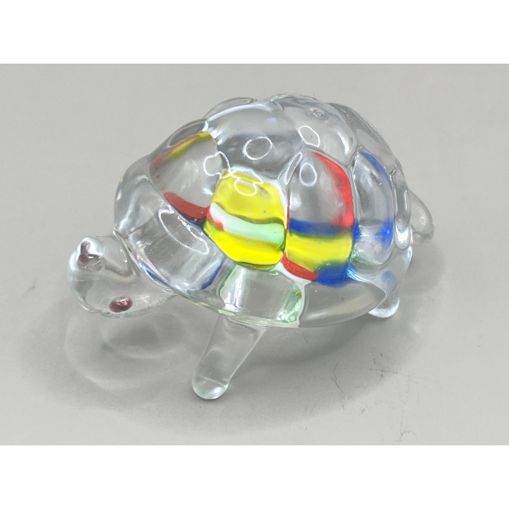 Vtg Glass Turtle Figurine Small Hand Blown Glass Art 1"x2" Collectible‎ Colorful